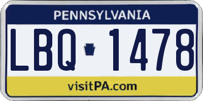 PA license plate LBQ1478