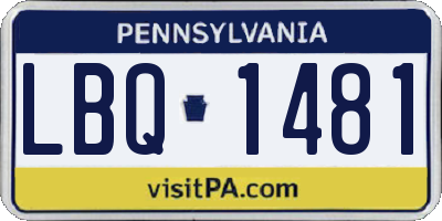 PA license plate LBQ1481