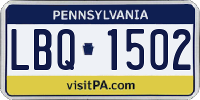 PA license plate LBQ1502