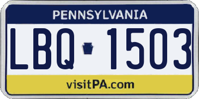 PA license plate LBQ1503