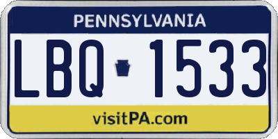 PA license plate LBQ1533