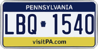 PA license plate LBQ1540