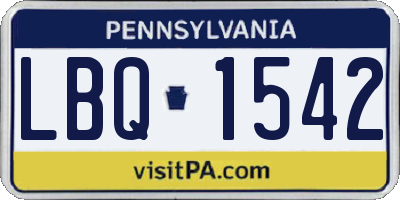 PA license plate LBQ1542