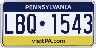 PA license plate LBQ1543