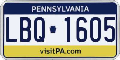 PA license plate LBQ1605