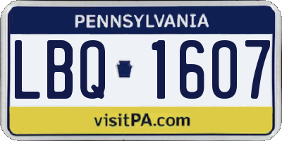 PA license plate LBQ1607