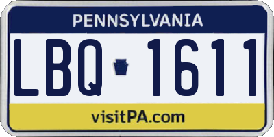 PA license plate LBQ1611