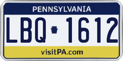 PA license plate LBQ1612