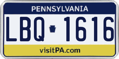 PA license plate LBQ1616