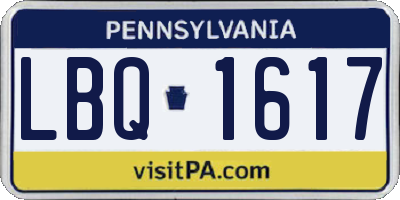 PA license plate LBQ1617