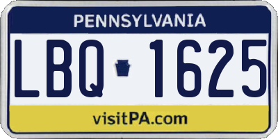 PA license plate LBQ1625