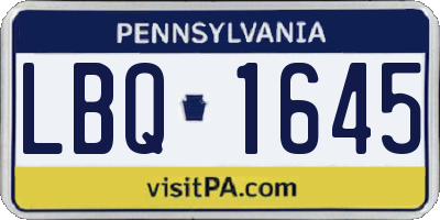 PA license plate LBQ1645