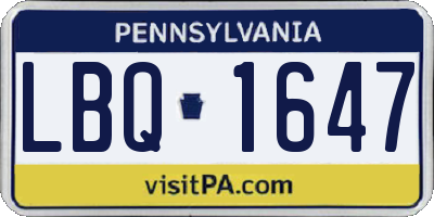 PA license plate LBQ1647