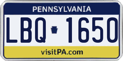 PA license plate LBQ1650