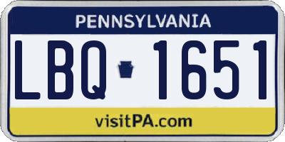 PA license plate LBQ1651