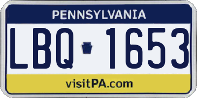 PA license plate LBQ1653