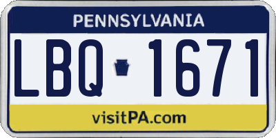 PA license plate LBQ1671