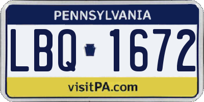 PA license plate LBQ1672