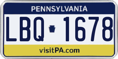 PA license plate LBQ1678