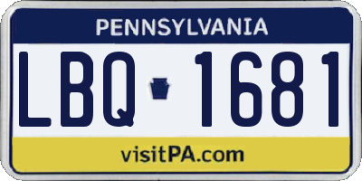 PA license plate LBQ1681
