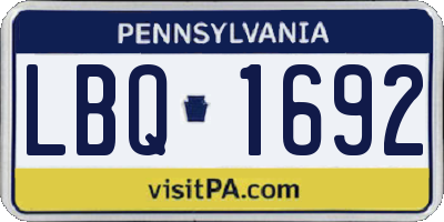 PA license plate LBQ1692