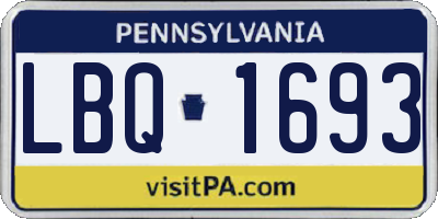 PA license plate LBQ1693