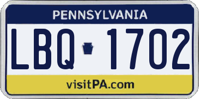 PA license plate LBQ1702