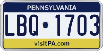 PA license plate LBQ1703