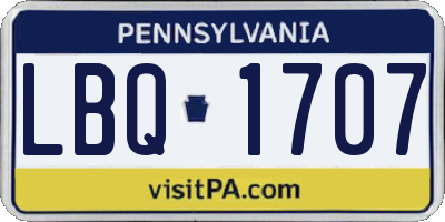 PA license plate LBQ1707