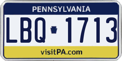 PA license plate LBQ1713