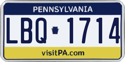 PA license plate LBQ1714