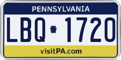 PA license plate LBQ1720