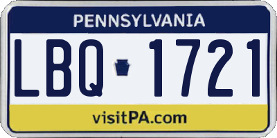 PA license plate LBQ1721