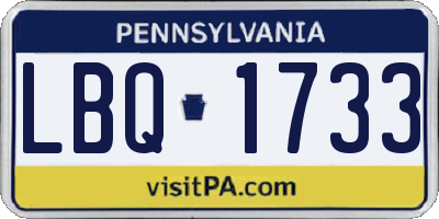 PA license plate LBQ1733