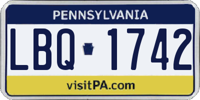 PA license plate LBQ1742