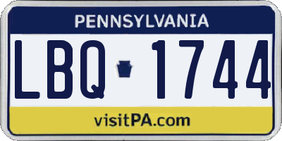 PA license plate LBQ1744