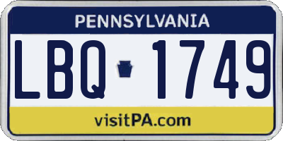 PA license plate LBQ1749