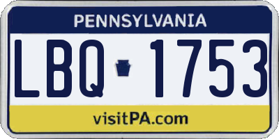 PA license plate LBQ1753