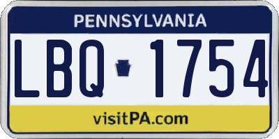 PA license plate LBQ1754