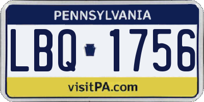 PA license plate LBQ1756