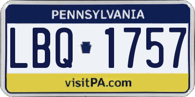 PA license plate LBQ1757