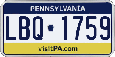 PA license plate LBQ1759