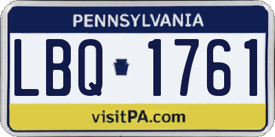 PA license plate LBQ1761