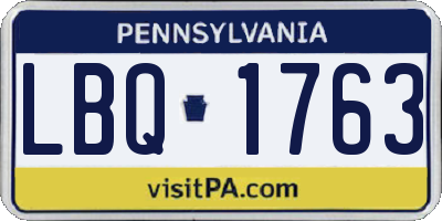 PA license plate LBQ1763