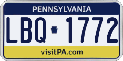 PA license plate LBQ1772