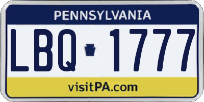 PA license plate LBQ1777