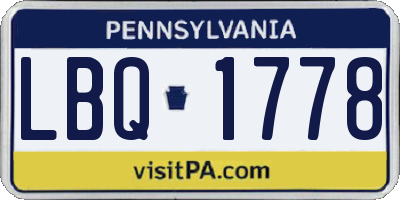 PA license plate LBQ1778