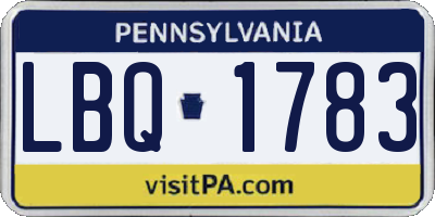 PA license plate LBQ1783