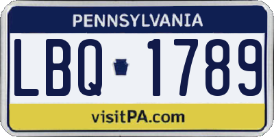 PA license plate LBQ1789