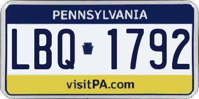 PA license plate LBQ1792